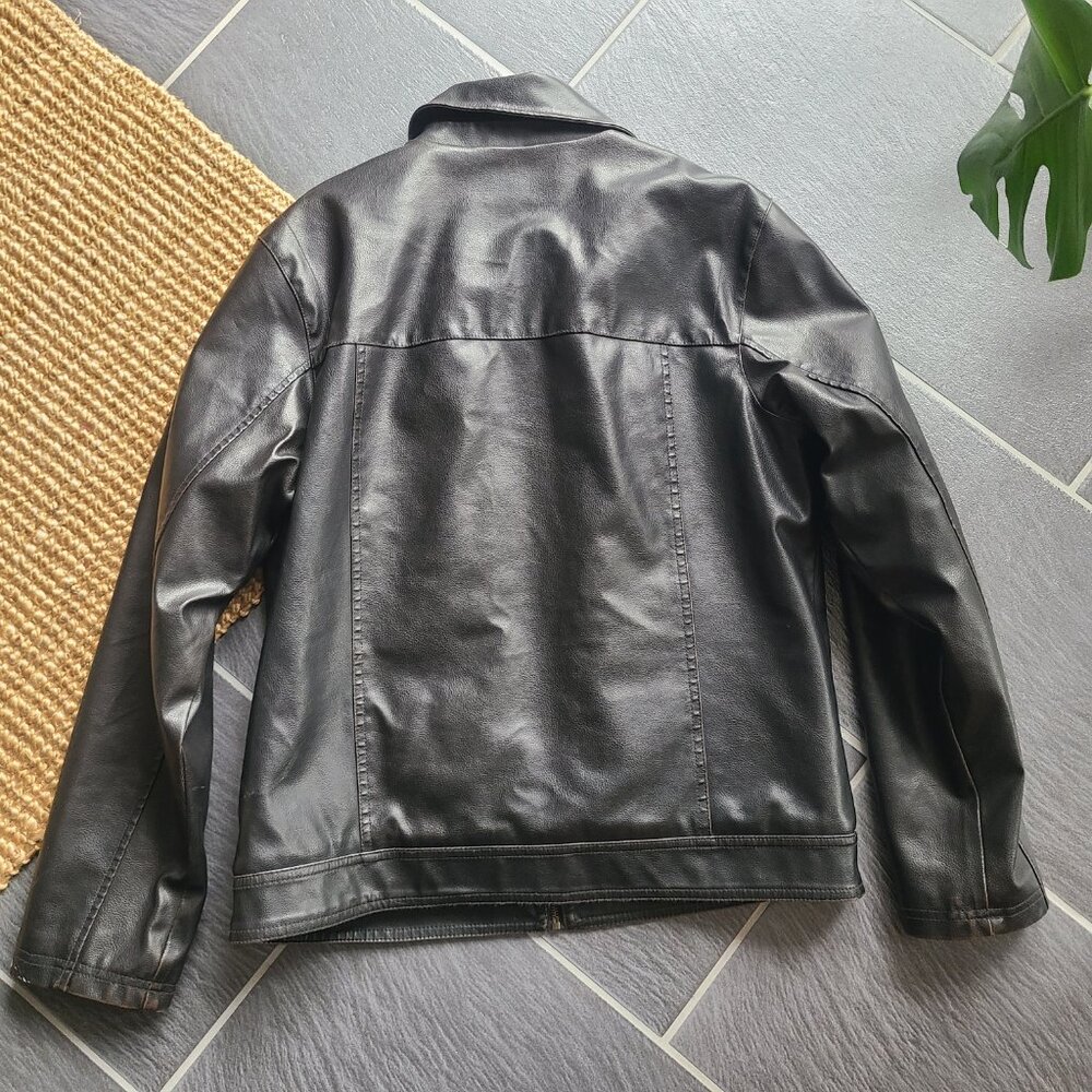 Vintage Genuine Leather Dark Brown Bomber Jacket Full Zip Sherpa Lining - Medium - Picture 11 of 11